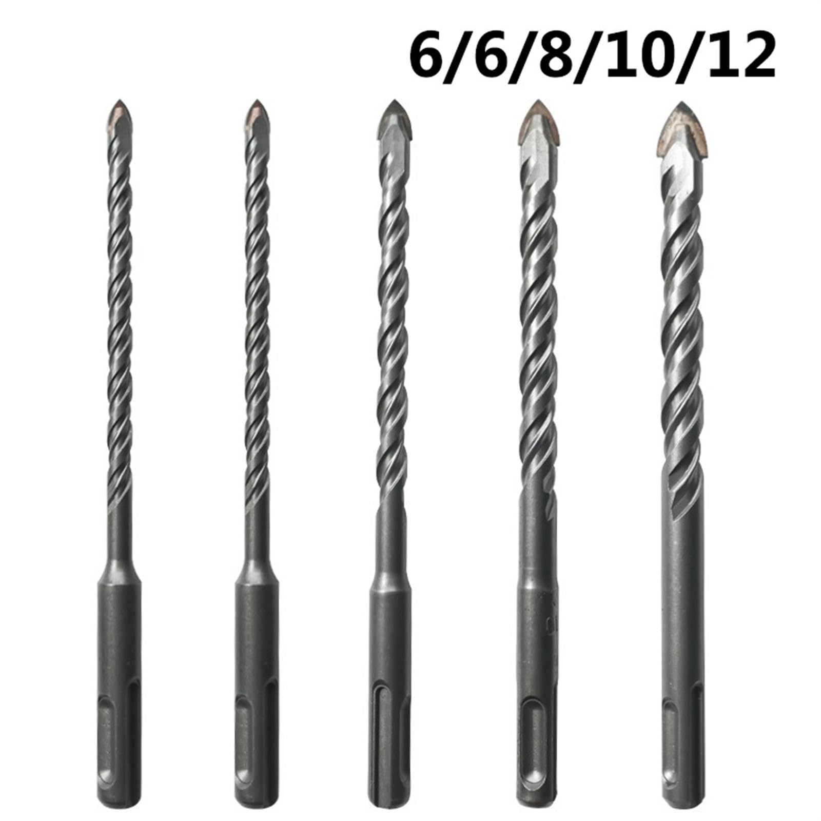 Lot de 5 forets à béton for carrelage en céramique et verre 6/8/10/12 mm à pointe en carbure SDS Plus 160 mm(6-12mm(5PCS))