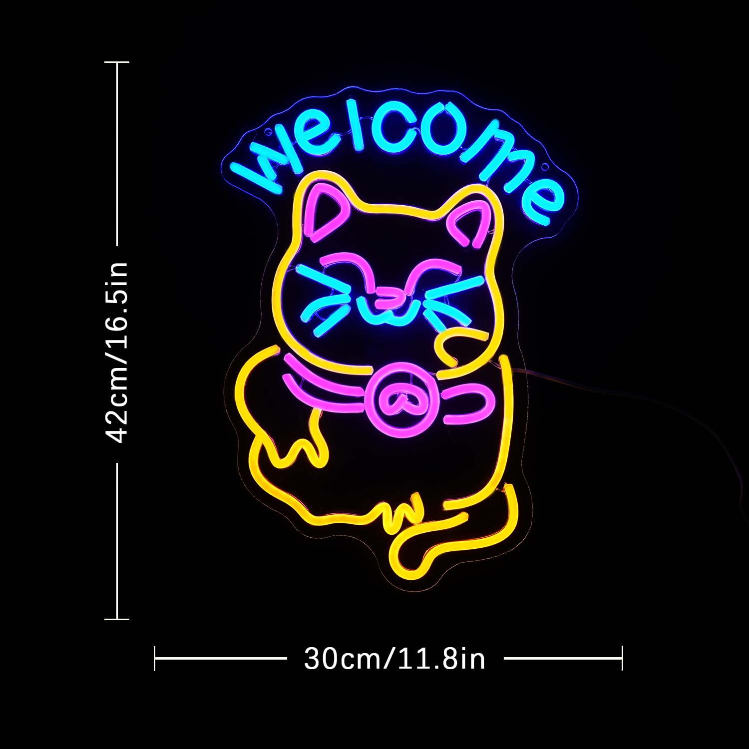 LMSIGNLY Lucky Cat Neon Sign for Wall Decor Welcome Neon Cute Cat Light Fortune Kitten LED Signs Animal Light up Sign for Business Resturant Shop Wall Decor - Image 2