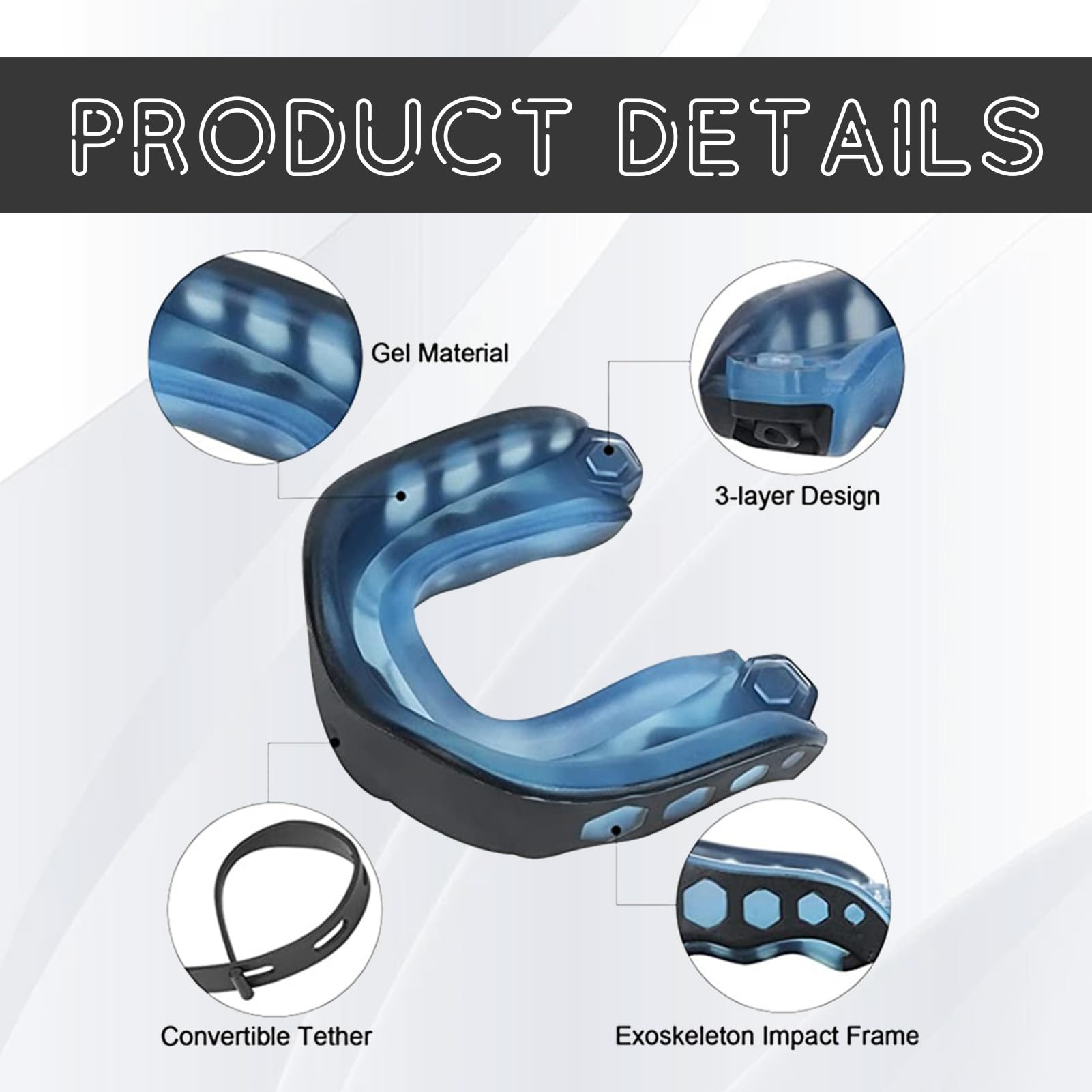 Lot de 2 protège-dents de sport avec ceinture pour football américain, arts martiaux, boxe, kickboxing Lot de 2 protège-dents de sport avec ceinture pour football américain, arts martiaux, boxe, kickboxing