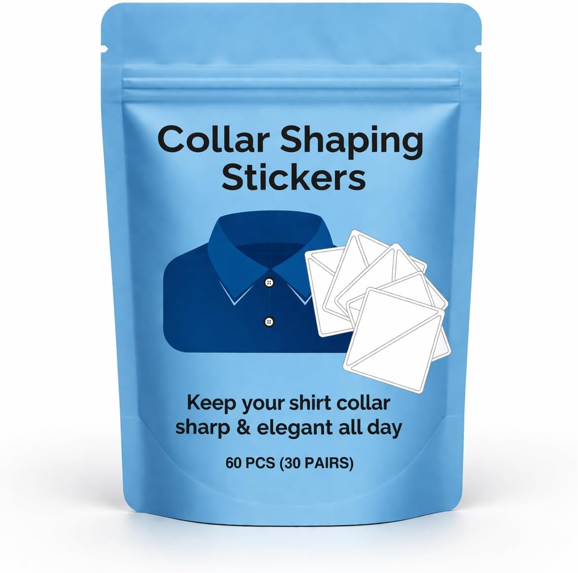 Collar stay, Collar Shaping Stickers, shirt collar stays, No Curl Collar Support, polo shirt collar support, Collar Stays for Men's, collar stiffeners for polo shirts (60 PCS)