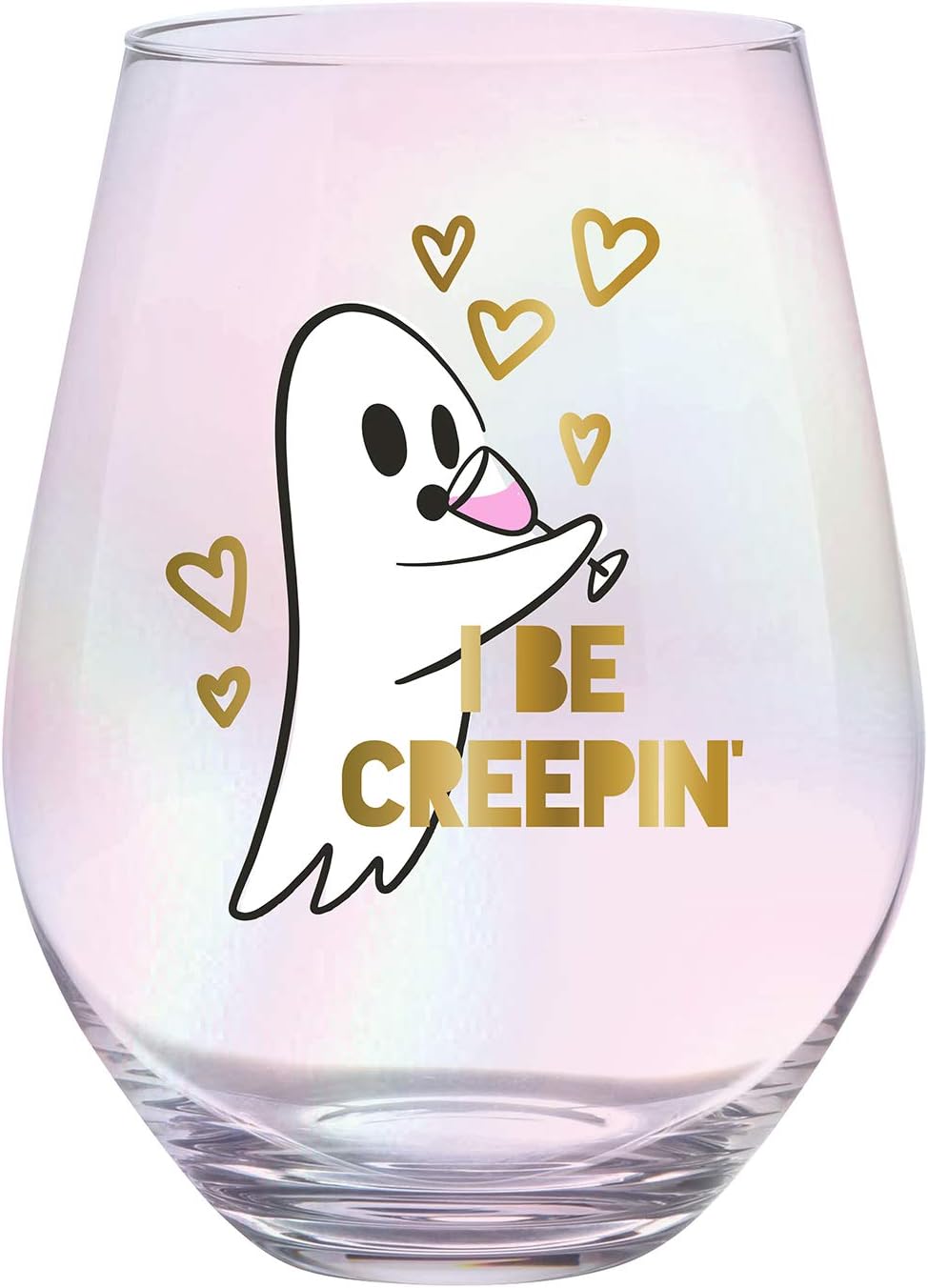Creative Brands Slant Collection - Halloween Jumbo Stemless Wine Glass, 30-Ounce, Be Creepin'