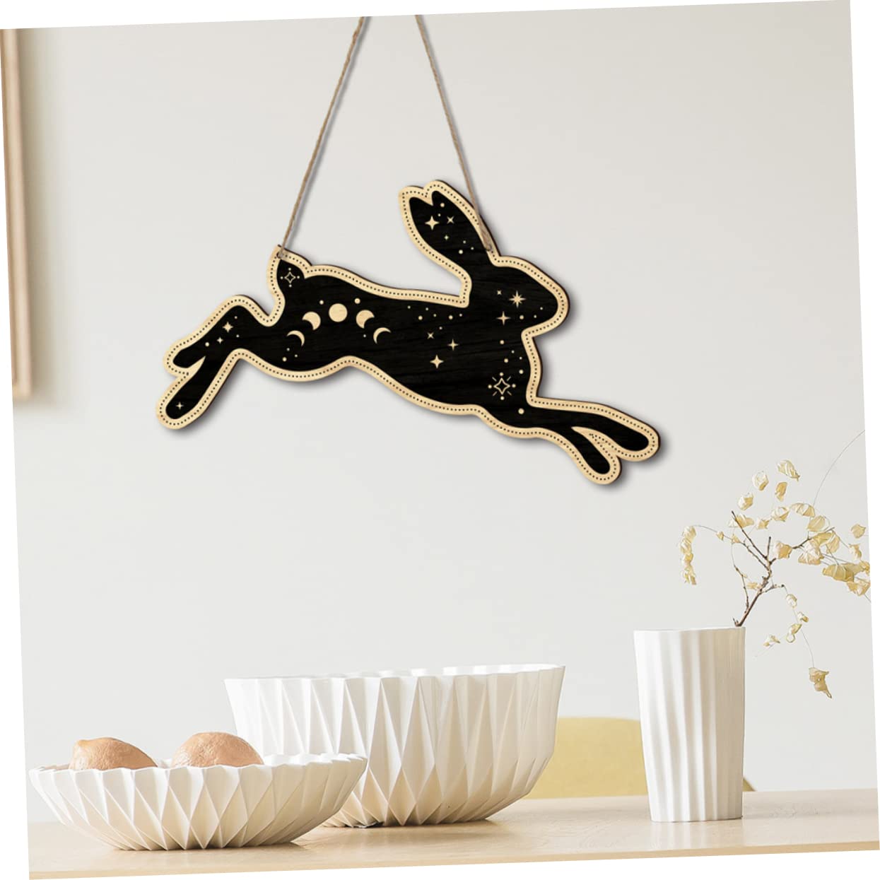 ABOOFAN 3 Pz Ciondolo Coniglio Decorazioni casa Bedroom Decoration Arredamento Cinese della Porta di Pasqua Decorazione casa ciondoli Coniglio di Legno Animale di Legno Appeso