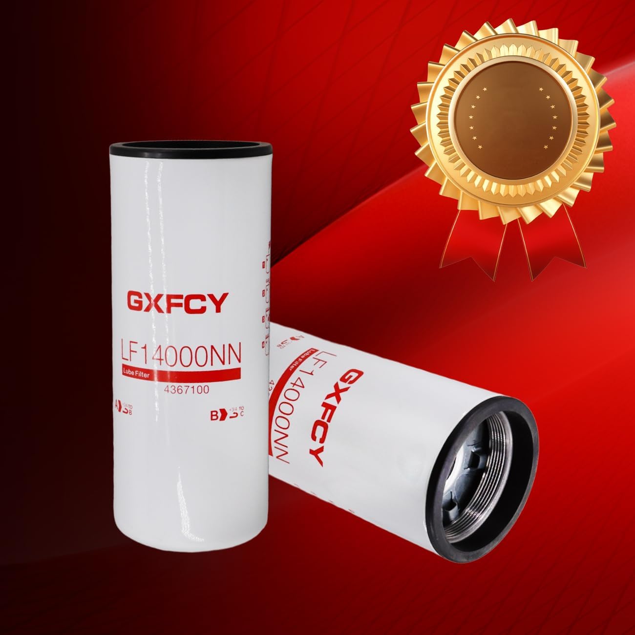 LF14000NN Oil Filter Replace 4367100 LF9080 P559000 LF9001 BD7154 57746XD 600-211-1340 LFP9001 LF9011 BD50000 Compatible with ISX ISM QSX QSM QST X15 M11 Diesel Engines(Pack of 4)