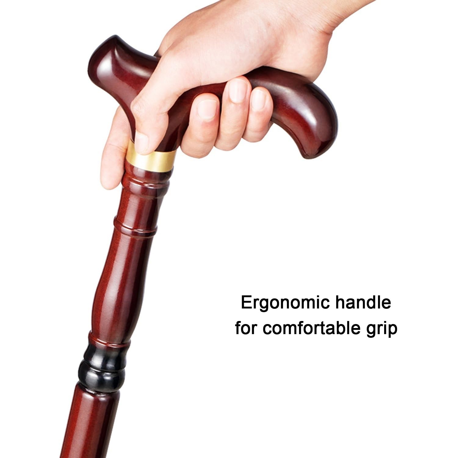 Laska do chodzenia – lite drewno, antypoślizgowa pomoc w poruszaniu się z ergonomicznym uchwytem dla seniorów, mężczyzn i kobiet
