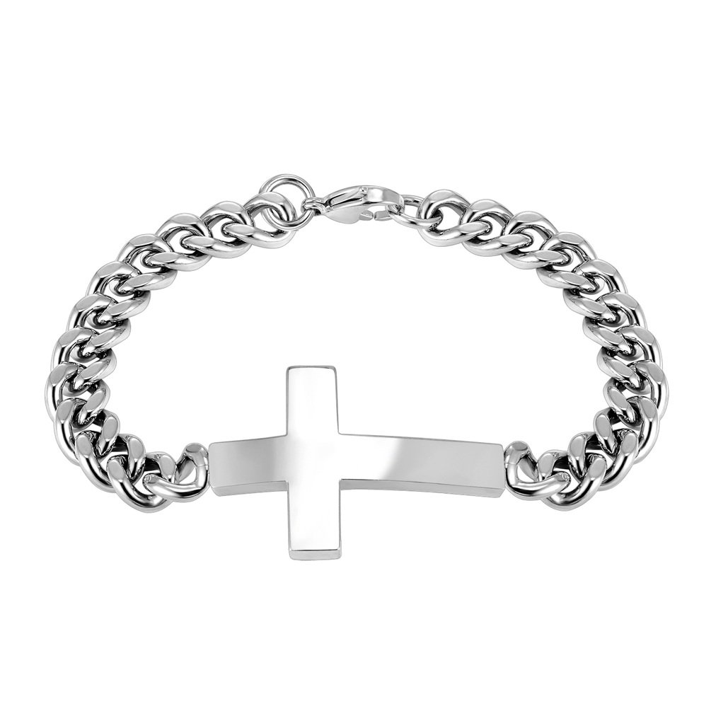 PROSTEELEsclavas Pulseras para Grabar por Ambos Lados, Brazalete de de Acero para Hombres Pareja Enamorados Familia Compañeros, 21cm/23cm Largo