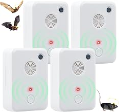 4 Pack Bat Fortress Mini Repeller Ultrasonic Bat Deterrent Devices Plug in | Adjustable Bats Repellent for Attic Eaves Porch to Keep Bats Away from Voids,Chimney,Crawl Space, Friendly to Human & Pet