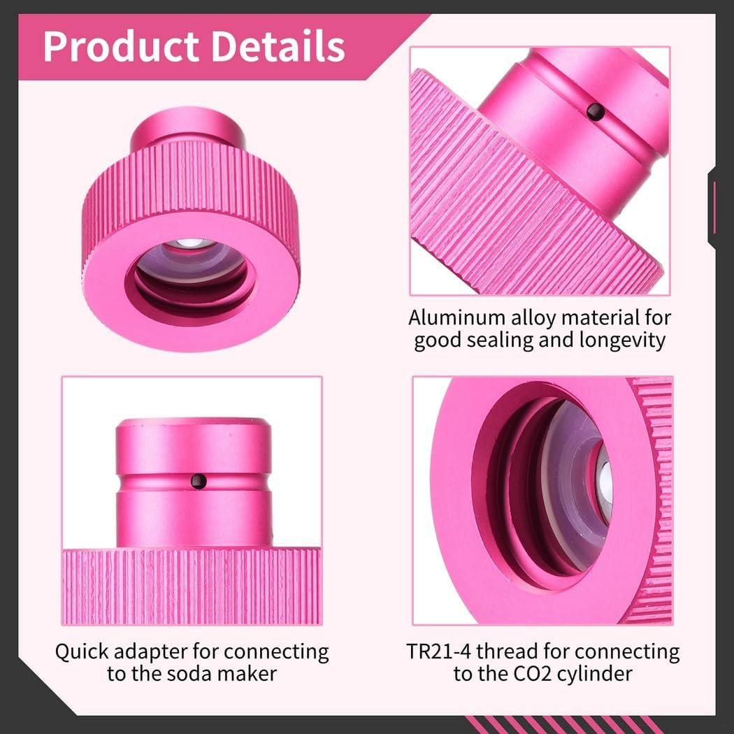 for Soda Water Bubbler, Improved Adapter, Co2 Swift Adapter, Compatible with Duo/Terra/Art Soda Creator, Soda Creator Valve Replenish Parts for Standard Co2 Vessels with Tr21-4 Male Thread