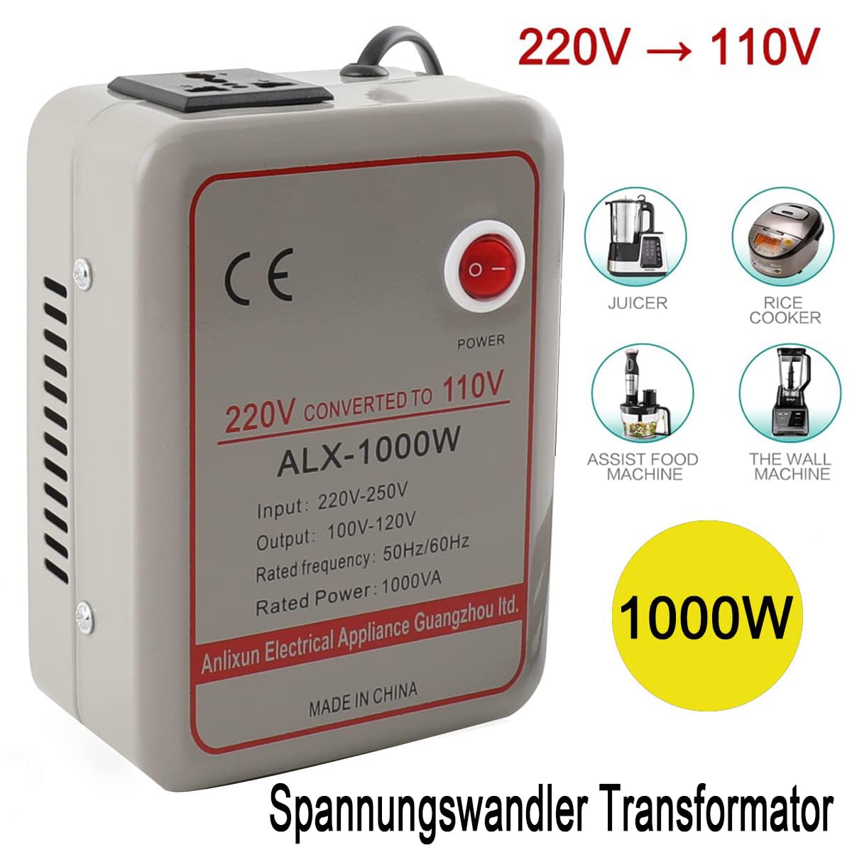 Trasformatore di tensione da 1000 W, 220 V a 110 V, convertitore trasformatore, convertitore 1000 VA step down