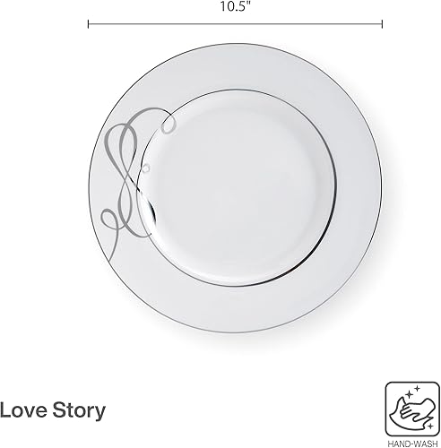 Miniatura 8 de Mikasa Love Story - Platos de ensalada con bandas de platino, juego de 4, 8.5 pulgadas, color blanco