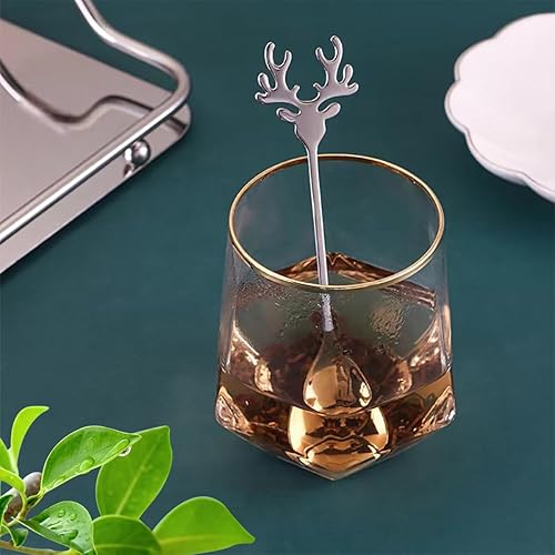 Miniatura 5 de 6pcs Pieces Of Stainless Steel Reindeer Spoons, Mini Antler-shaped Spoons, Espresso Stirring Spoons.