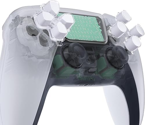 eXtremeRate Robot de dos tonos blanco y transparente personalizado Dpad botones de acción reemplazo sin letra Impresión Botones faciales D-pad