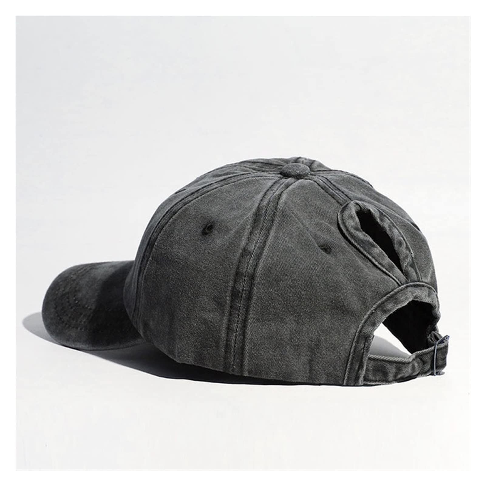 Panie Hollow Ponytail Baseball Cap Hat Cowboy Sun Hat Bawełna Sporty Zewnątrz Proste Retro Shade Casual Hat (Color : Black Cap, Size : One size)