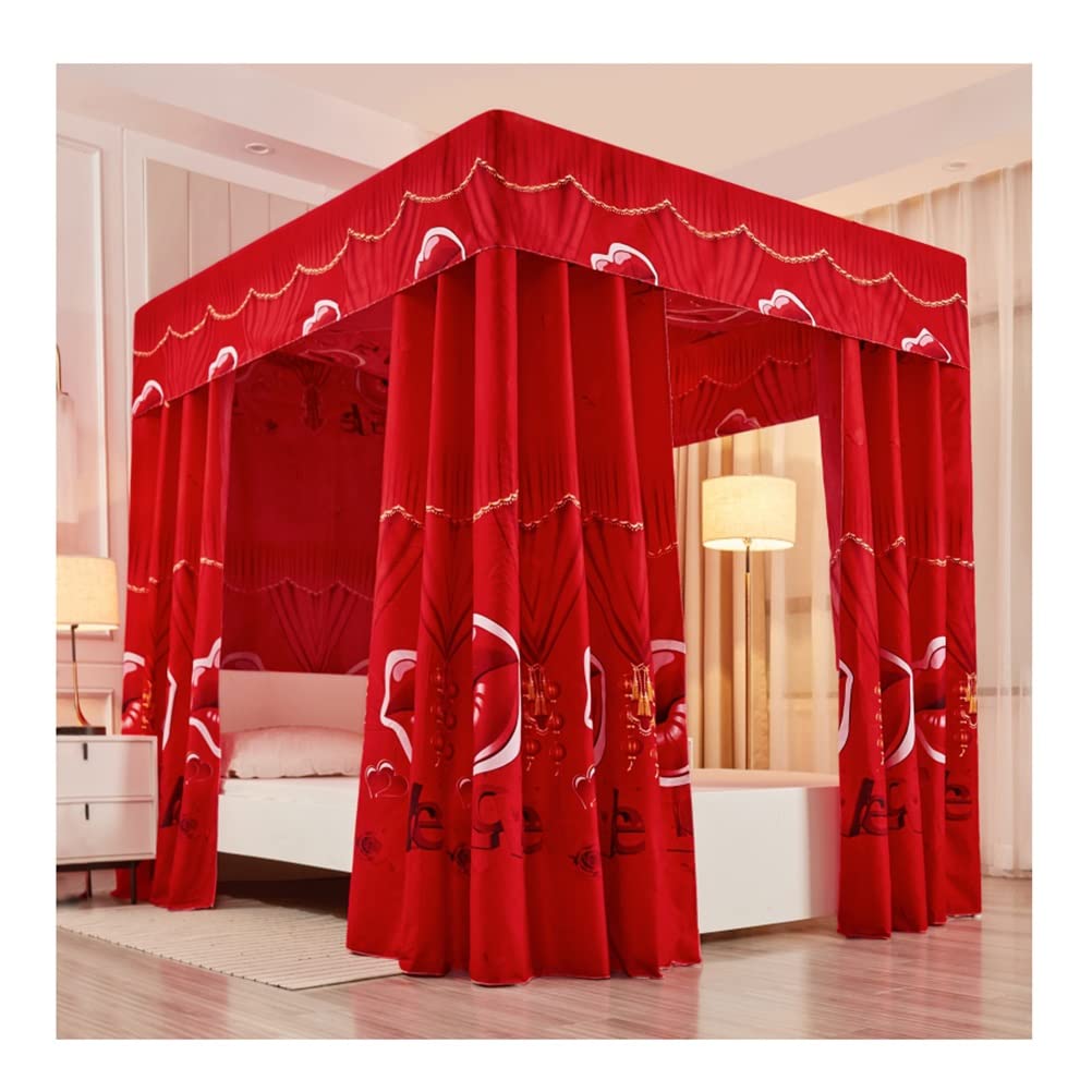 GJMSSMY Single bed canopy mosquito net, suitable for single bed and double bed bedroom decorative bed curtain, with metal support (Color : Red, Size : 150X200cm/59X79inch)