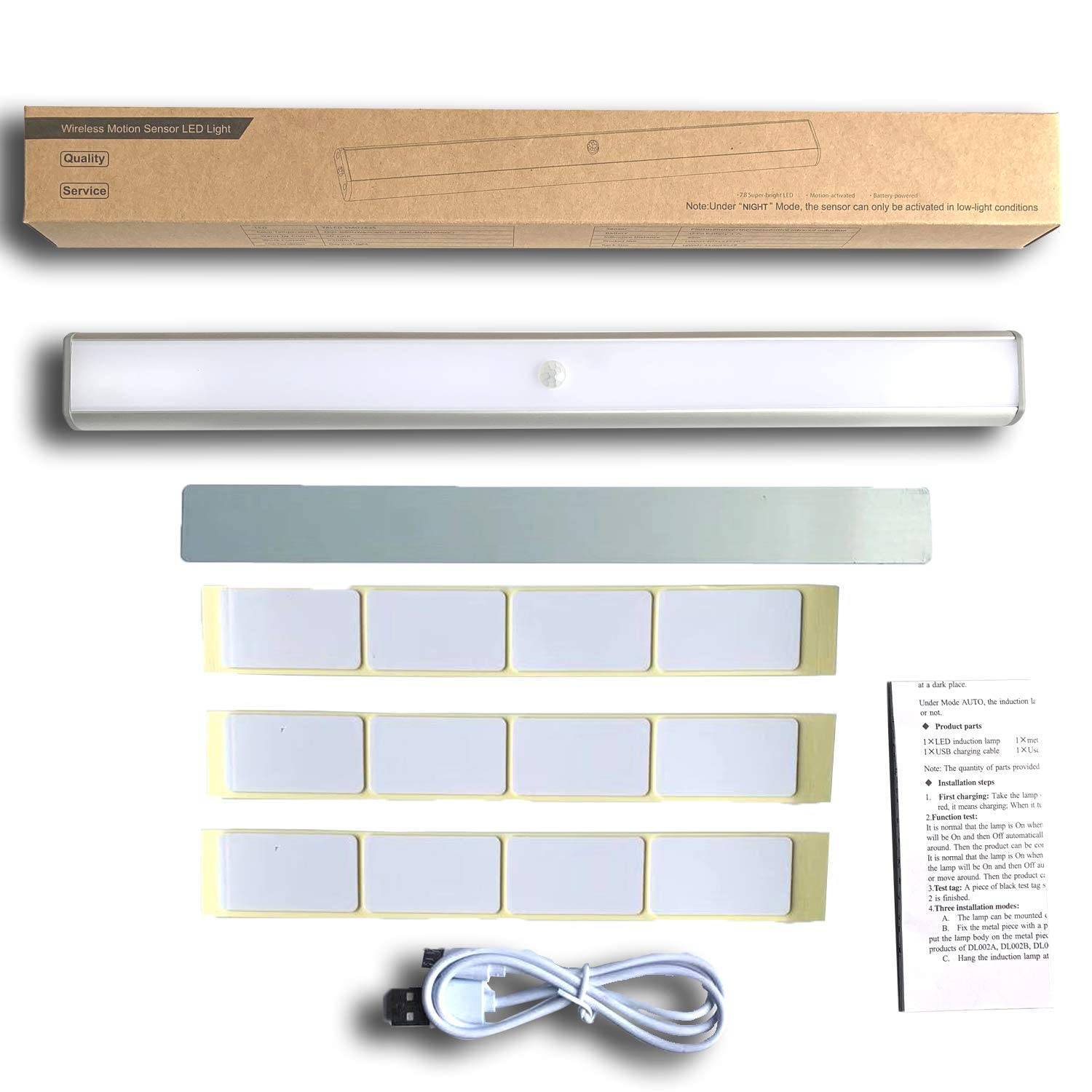 78 LED Rechar able Sensor de movimiento Bombillas de armario Operado Inalámbrico Movimiento Nightlight Portátil Mag tic Seguridad Armario Luz Stick Up Sensor de movimiento Luces de noche