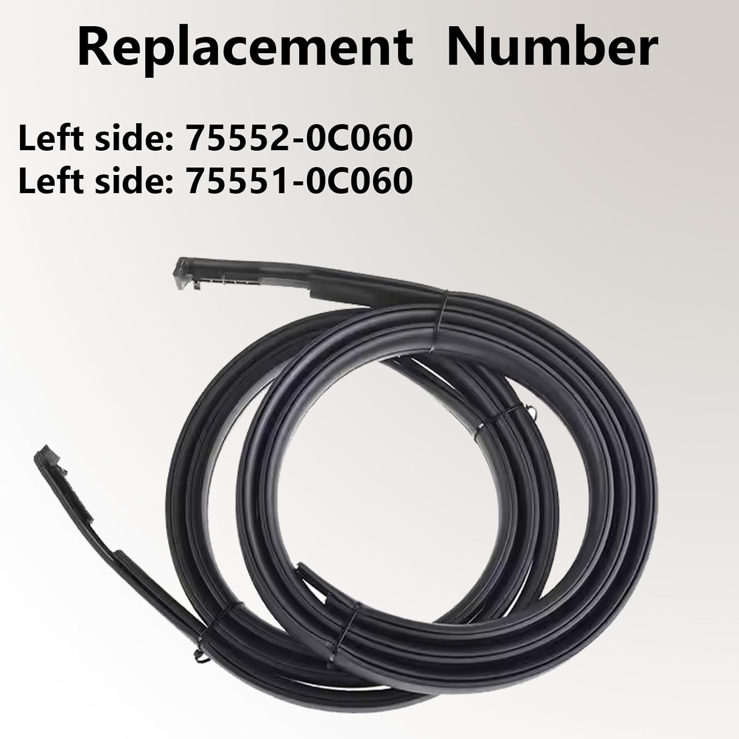 2Pcs Roof Drip Molding Weatherstrip (Pair) Fit for Toyota Tundra CrewMax Cab 2007-2021, Left & Right Side Roof Trim Seal Kit Replace 75552-0C060 75551-0C060(Not Fit Double Cab)