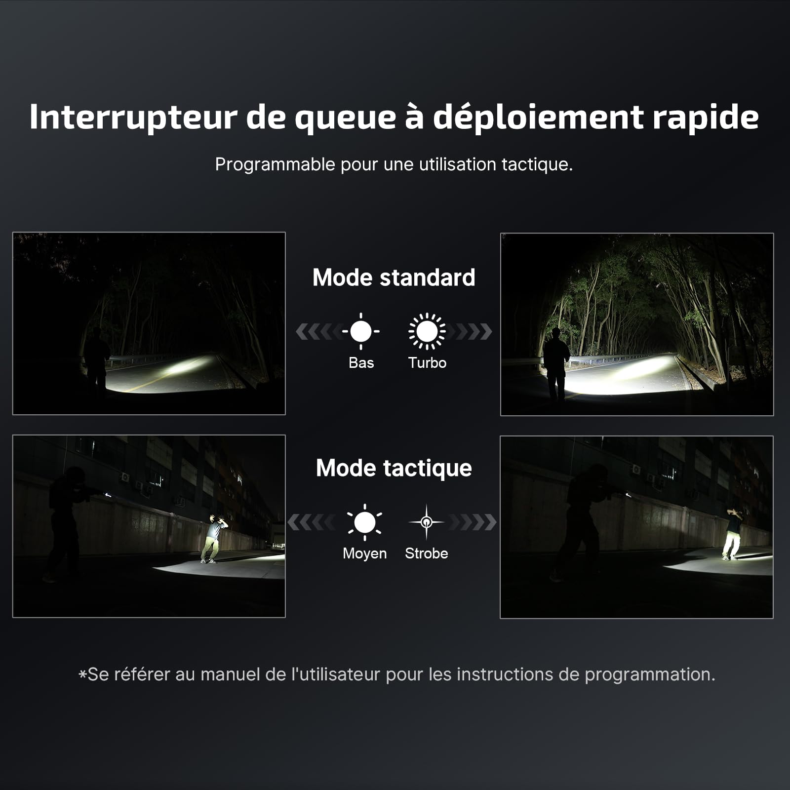 OLIGHT Javelot Lampe de Poche Tactique 1350 Lumens 6 Modes d'éclairage | Portée 730 Mètres, 72 Jours Autonomie, Double Interrupteur, Rechargeable, Idéal pour Chasse, Camping et Loisirs en Plein Air