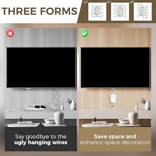 Miniatura 6 de Extensor de cubierta de toma de corriente para corrector de salida con 3 salidas de CA, cable de extensión de enchufe plano de 5 pies, tamaño