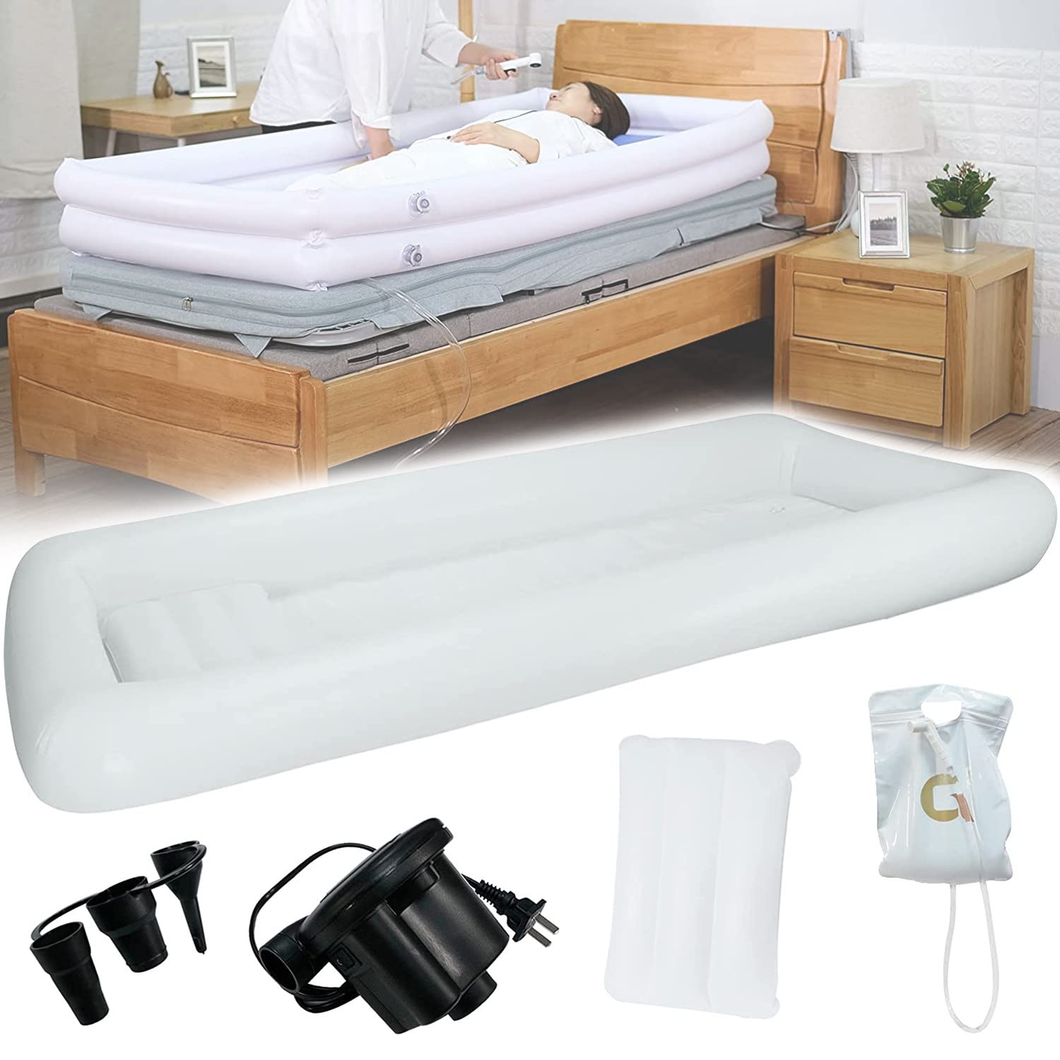 Orycwj Inflatable Shower Bathtub System,Bath Basin Kit With Excellent Electric Air Pump For Geriatric, Elderly, Disabled, Seniors, Bedridden Patients, Handicapped, Bath In Bed