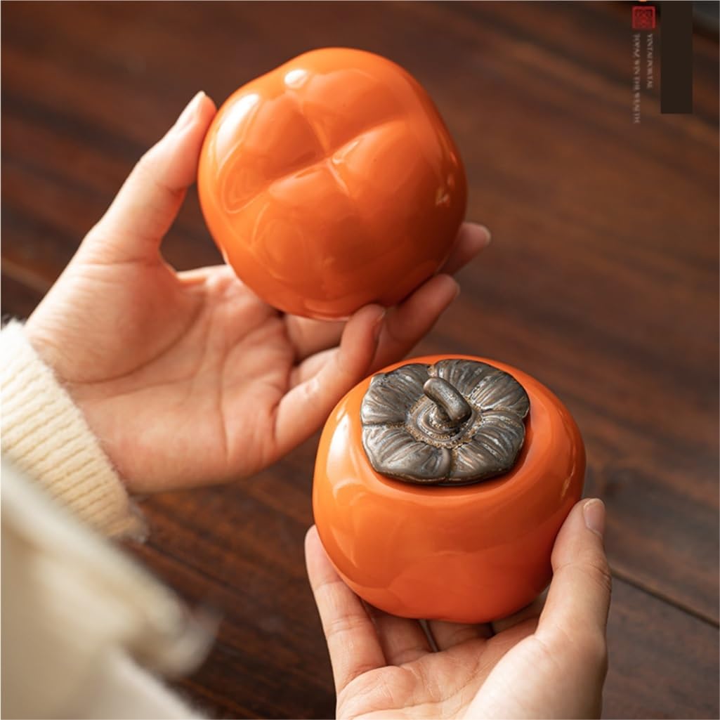 CMBSSTFC Słoik na cukier kreatywny Persimmon sypki słoik do przechowywania herbaty strona główna kuchnia ceramiczny szczelnie zamknię słoik mały słoik do przechowywania podwójny słoik pudełko na