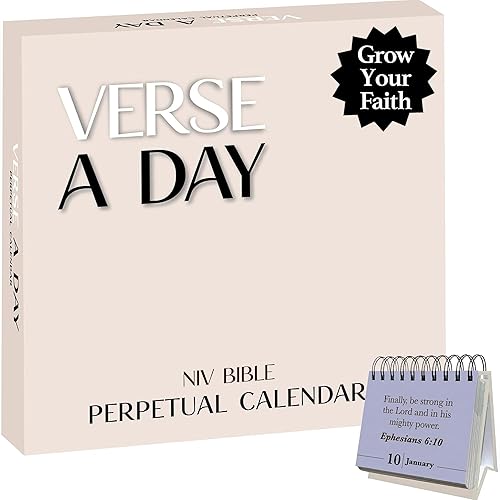 Calendario perpetuo Verse A Day | Disfrútalo año tras año, 365 versículos cristianos de la Biblia de la NVI para inspirar tu devocional diario,