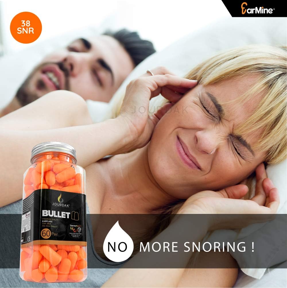 Ear Plugs for Sleeping Block Out Snoring, Premium Thermo Foam Noise Reduction and Cancelling Earplugs for Shooting Range Loud Events Construction Work Study by Jourdak New SNR 36db 60Pair