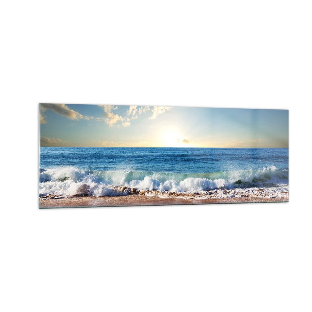 Vidrios decorativos mar orilla agua Cuadro Sobre Vidrio Moderno 140x50cm Decoracion Salon Dormitorio Cocina Cuadros Pared Impresiones Grande XXL Impresión en Cristal Wall Art Prints GAB140x50-3551