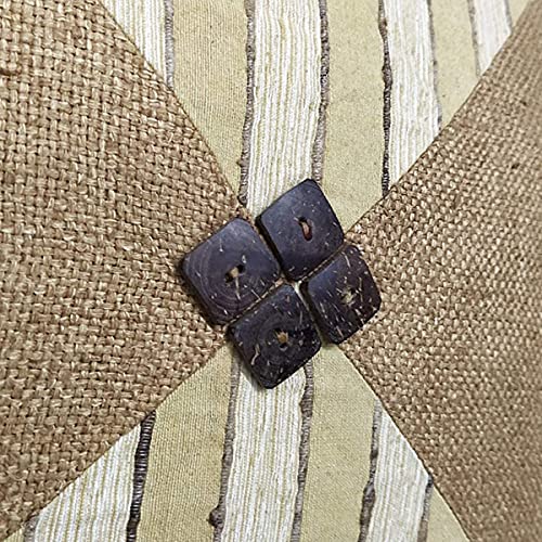 Image of SAJAVAT HOME CC78 Cotton Stripe Khadi Print Cushion Cover (Pack of 1) 18x18 INCHES /45x45 cm Blue & Off White (Brown & Beige, Cotton)