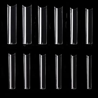 NO C Curve Square Nail Tips - NO C Curve Long Nail Tips - Yimart 600pcs No C Curve XXXL Square Straight False Nail Tips Half Cover Clear Natural Extra Long Fake Nails