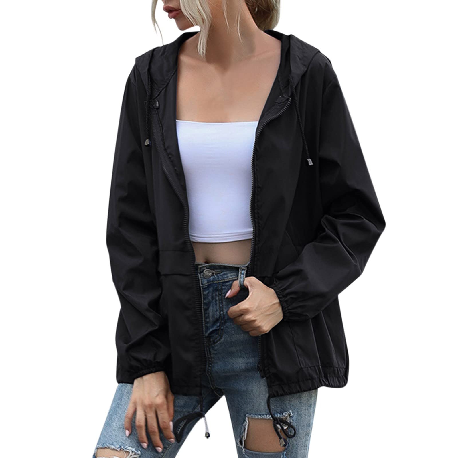 Chaqueta impermeable con capucha mujer que soluciona los días de lluvia 6