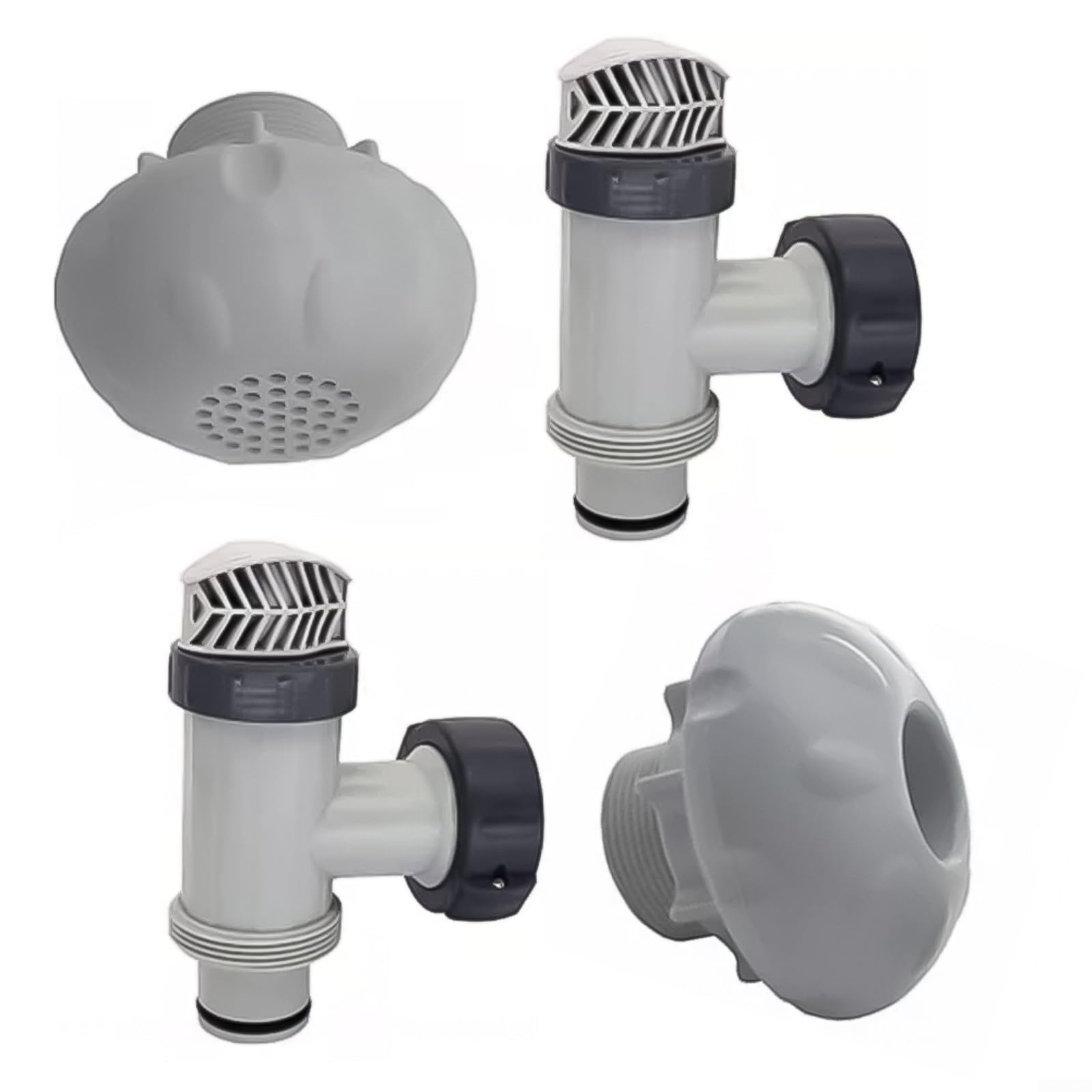 25010 Set di valvole a stantuffo per piscina con connettore da 3,8 cm, ugello di ingresso e filtro di uscita, per piscine fuori terra, compatibile con Intex 28633EG 28635EG (2 set)