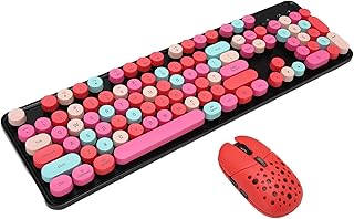 Estink Wireless Keyboard and Mouse Combo, Low Noise 2.4G Wireless Keyboard and Mouse Set, 3 DPI Adjustable Gaming Mouse Keyboard and Mouse (Mixed Color Red)