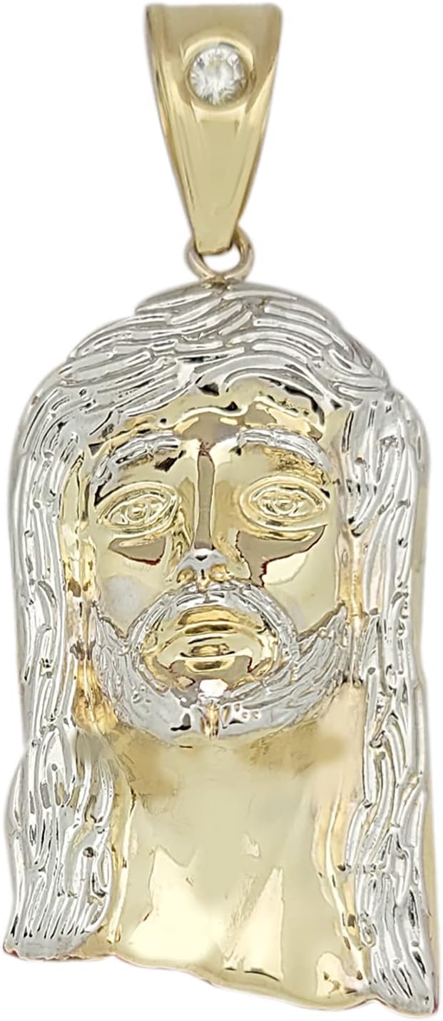10k Yellow Gold Jesus Face Pendant Jesus Head Charm 2 inch