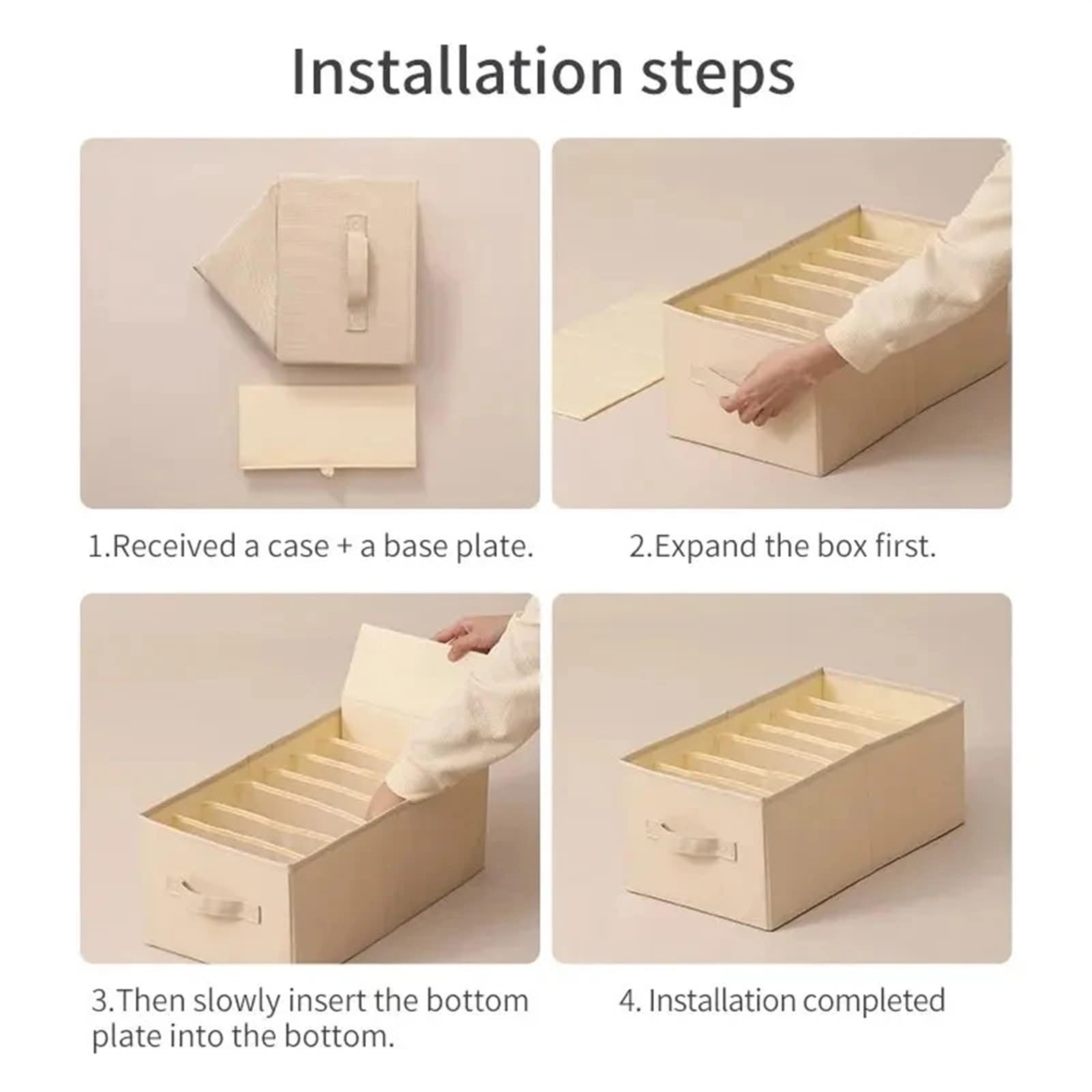 Boîte De Rangement Pliante Organisateur de garde-robe lavable, 6 pièces, diviseur placard pliable, tiroir sous-vêtements, boîte séparation en maille for T-shirt, Legging, etc(Beige,7-grids)