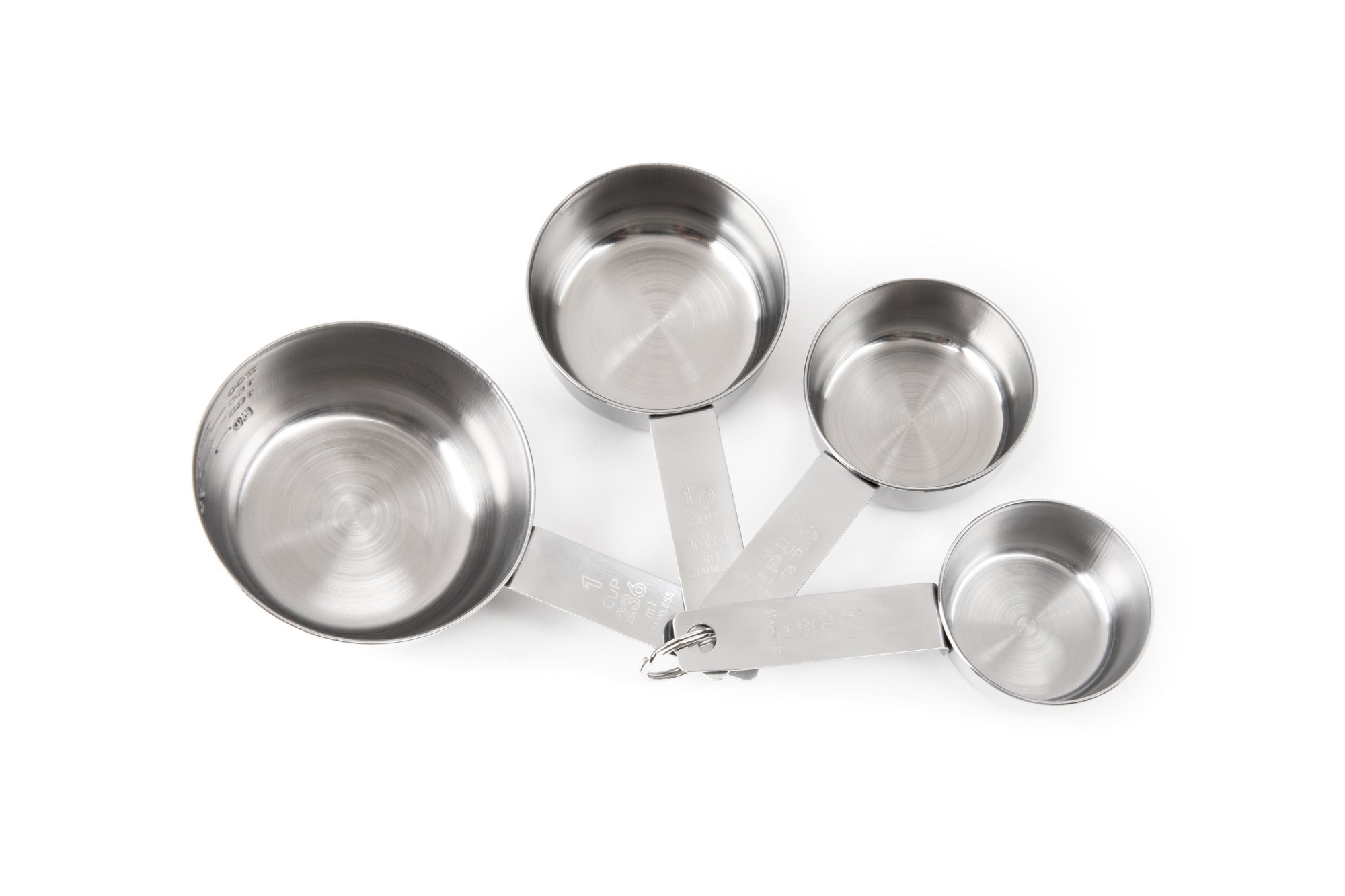 Fox Run Brands 4-Piece Stainless Steel Cups Measuring, 6 x 3.5 x 2.5 inches, Metallic