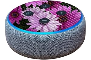 MightySkins Carbon Fiber Skin for Amazon Echo Dot (3rd Gen) - Purple Flowers