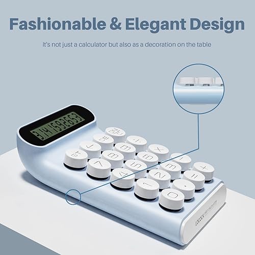 Miniatura 4 de Calculadora de interruptor mecánica, de mano para oficina diaria y básica, pantalla LCD grande de 10 dígitos (azul)