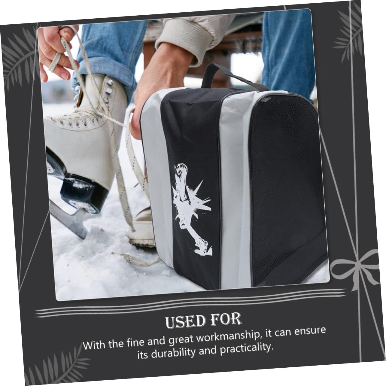 SUPVOX Ice Skate Bag for Boys and Girls Adults Skating Shoe Container Portable Pouch Triangle Storage Bag Accessory