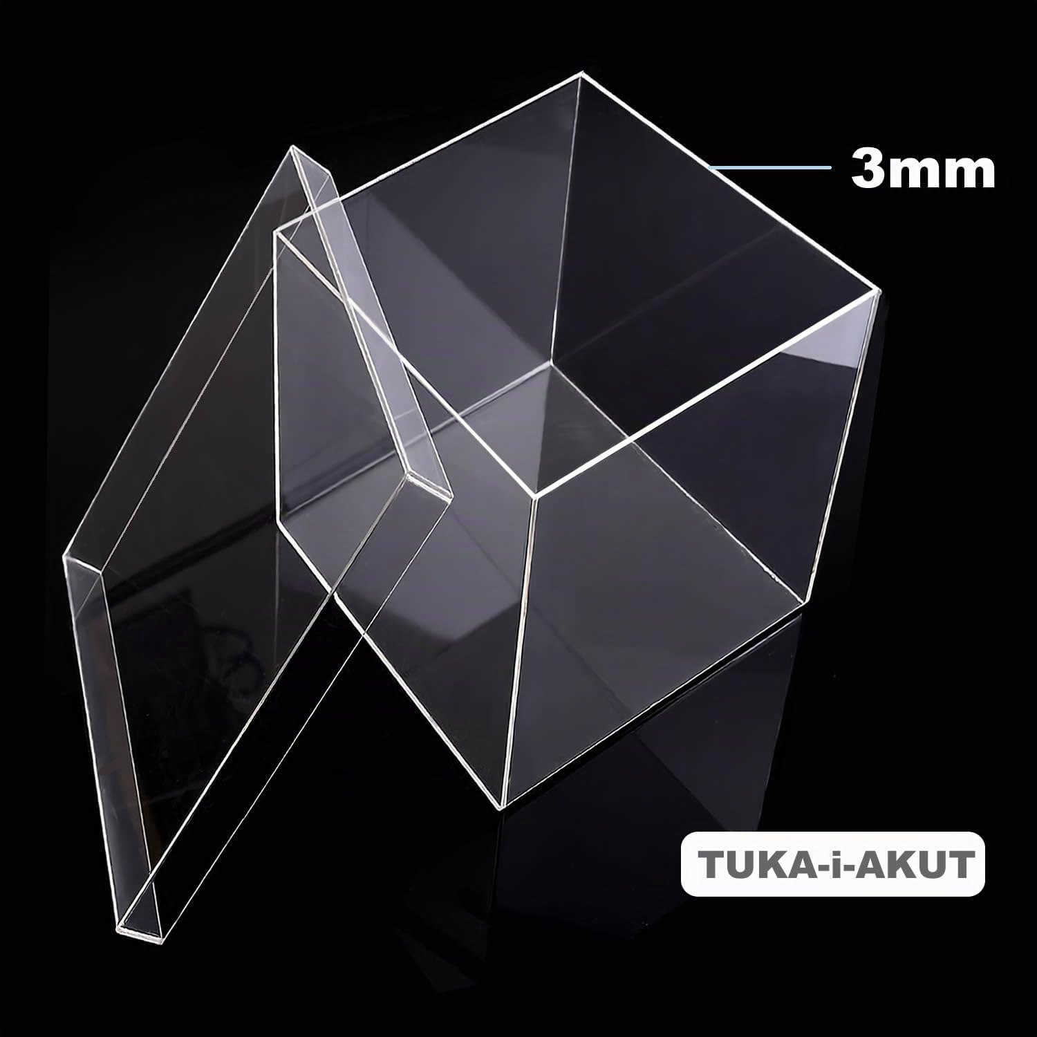 TUKA-i-AKUT 20x20x20cm Vitrina Expositora de Acrílico 5 Lados con Tapa, Almacenamiento Decorativo Caja de Presentación Forma de Cubo, Escaparate para Figuras Colecciones Joyas Regalos Joyas, TKD8254