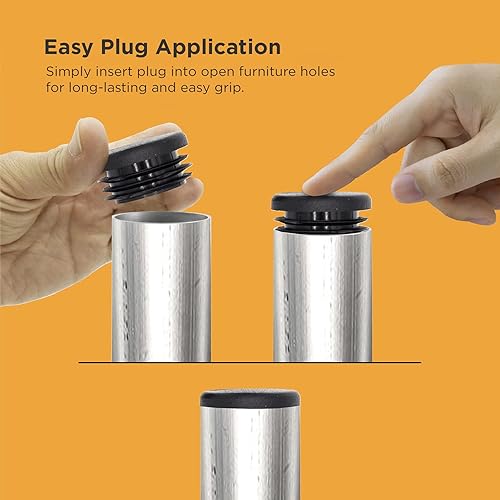 Vista 42 de Prescott Plastics Tapas de plástico acanaladas de 2 pulgadas (2.000 in) de diámetro exterior, tapas redondas de tubo de metal negro, inserciones