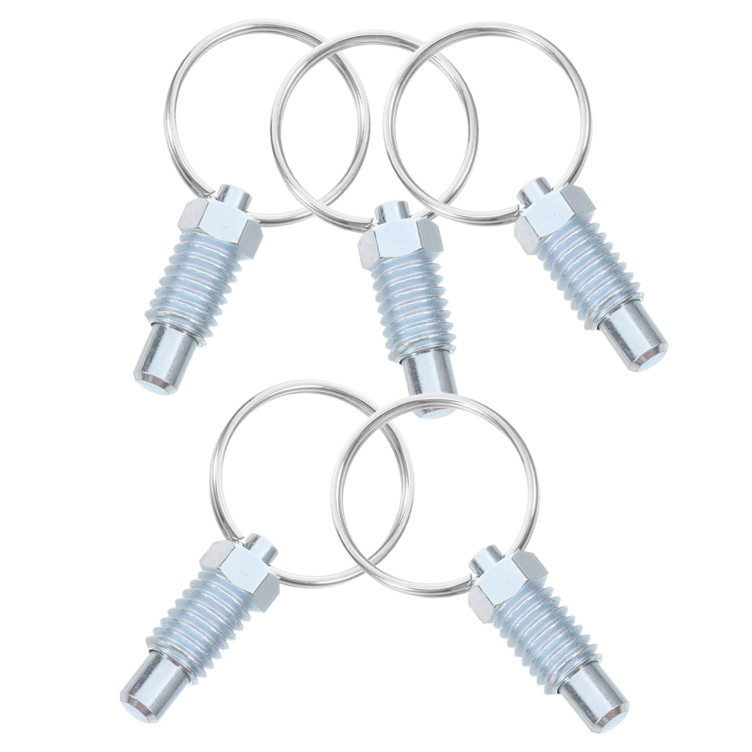 5pcs Spring Loaded Pin Latch for Trailer Gates Heavy Duty Steel Plunger Tool with Pull Ring Knob Reliable Self-Locking Mechanism for Utility Trailer Accessories