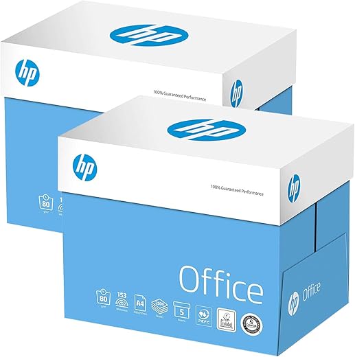 2Xboxes HP Papers 80gsm A4 White Office Copier Paper (10x500= 5000 Sheets)