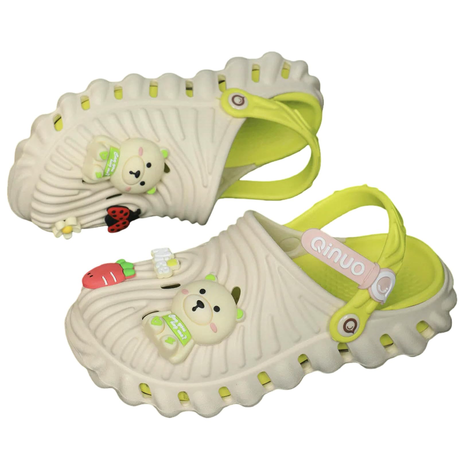 Gyios Summer Slippers Women's Cartoon Bear Animation Hollow Beach Slide Shoes, Trendy Platform Clogsfashion Outdoor Garden Sandals-yellow-37-38