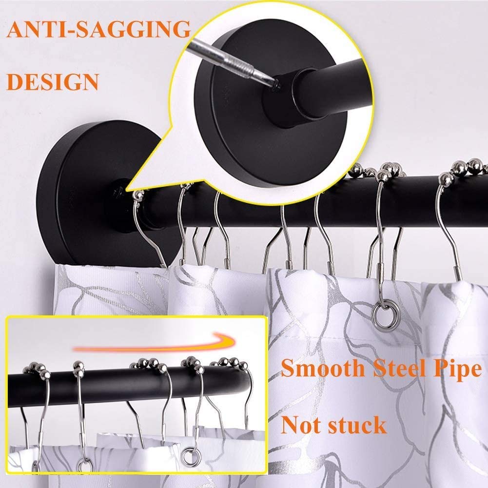 Tubo Tenda Doccia A U 70x165x70cm - Nero Per Vasca Da Bagno Angolare