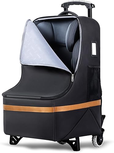 Bolsa de viaje mejorada para asiento de automóvil con ruedas, bolsas de asiento de automóvil para viajes aéreos, bolsa de almacenamiento de asiento