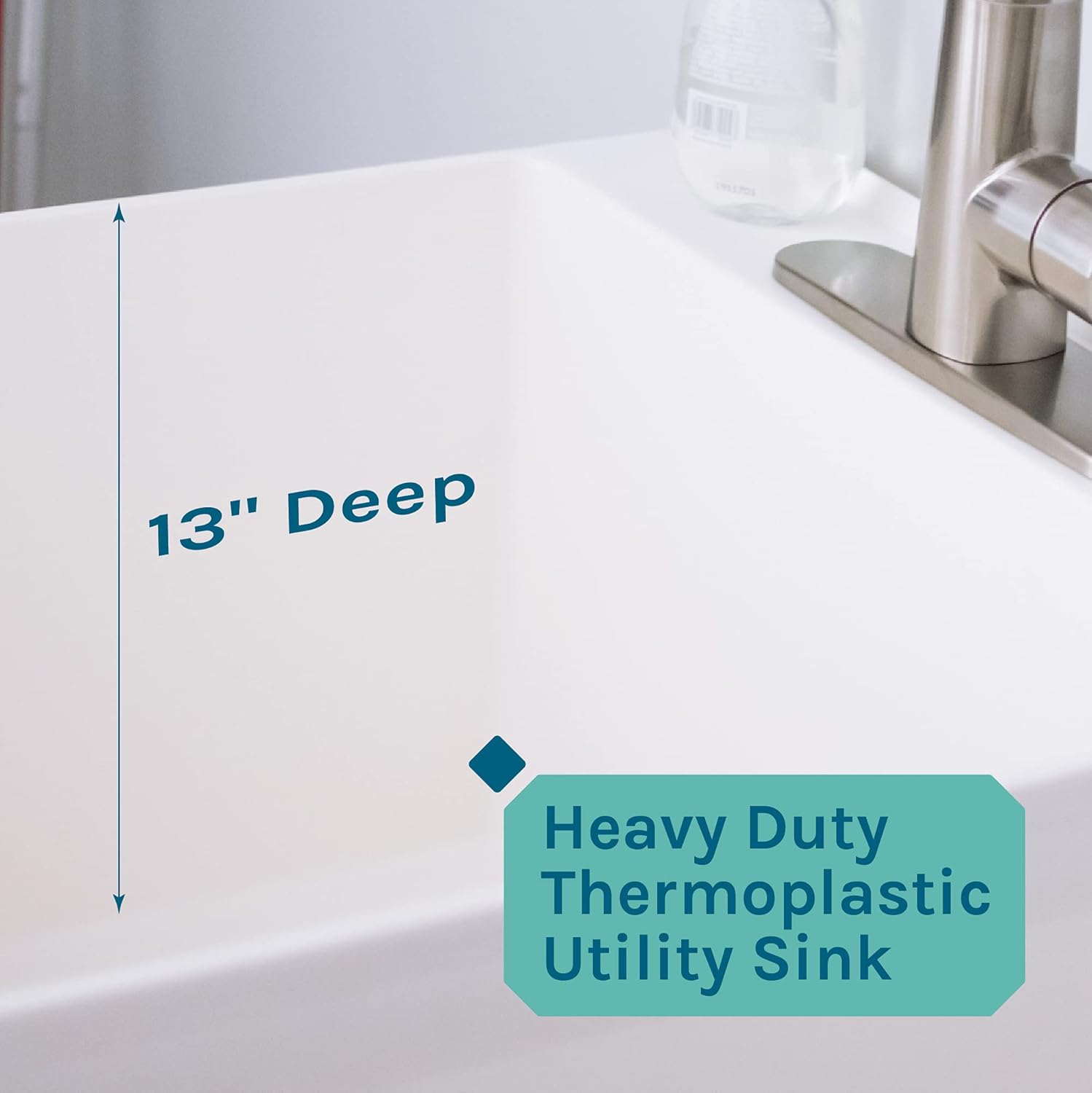 Suреr Sаlе 🛒 JS Jackson Supplies White Utility Sink Laundry Tub with High Arc Stainless Steel Faucet, Pull Down Sprayer Spout, Heavy Duty Slop Sinks for Basement, Garage, or Shop Free Standing Wash Station