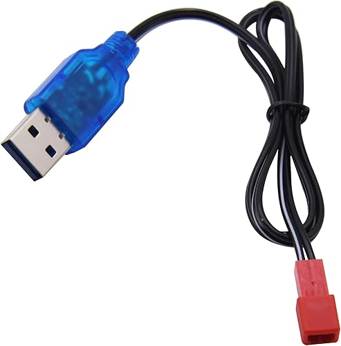 Miniatura 2 de Blomiky Cable cargador USB de litio de 3.7 V 400 mA 1S con enchufe rojo JST adecuado para Huina 1337 1338 RC construcción camiones 1337 JST USB