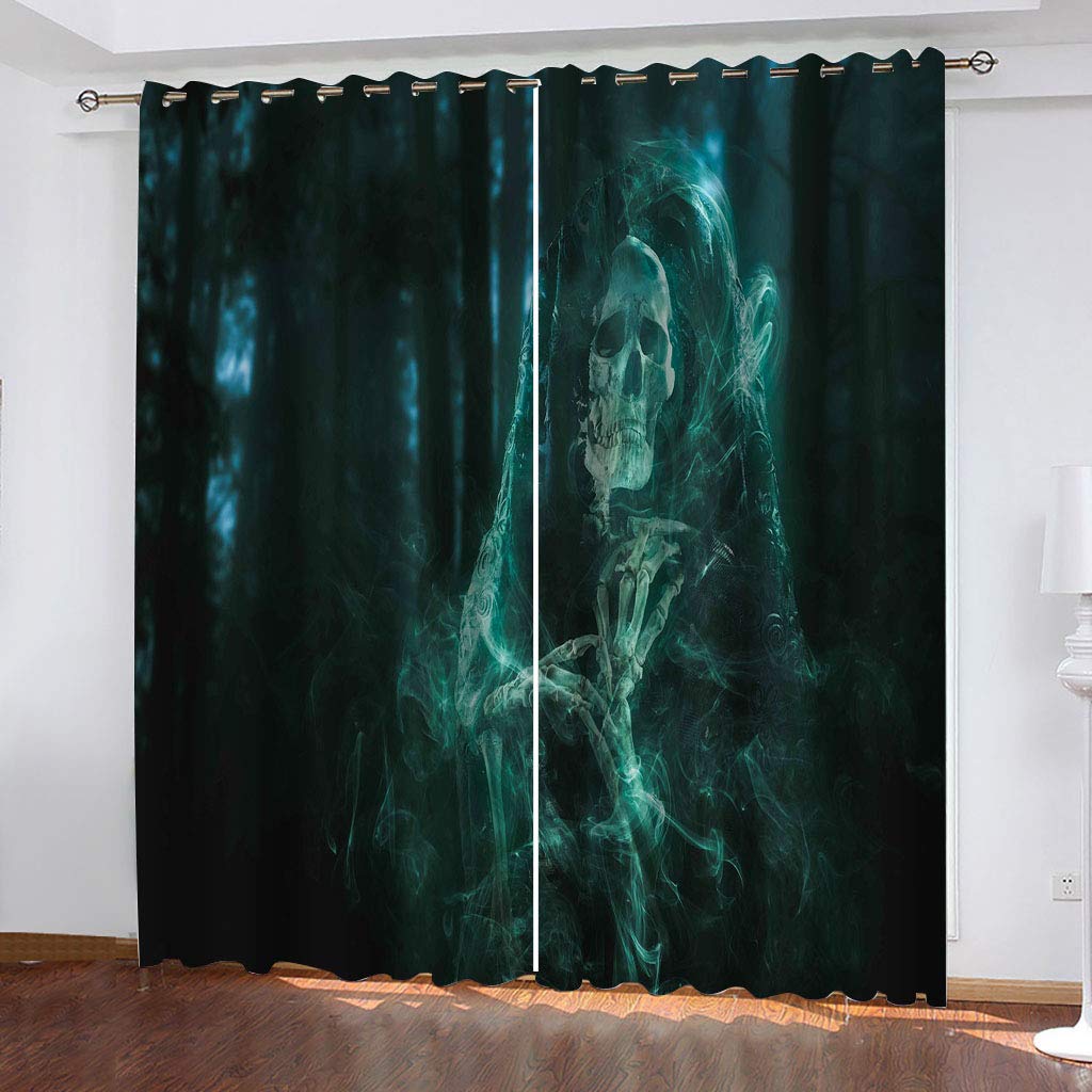 OUSIKA Kids Blackout Curtains Grommet Living Room Darkening 55x62Inch Print Pattern 2 Panels Eyelet Thermal Insulated & Room Darkening Window Drapes For Bedroom