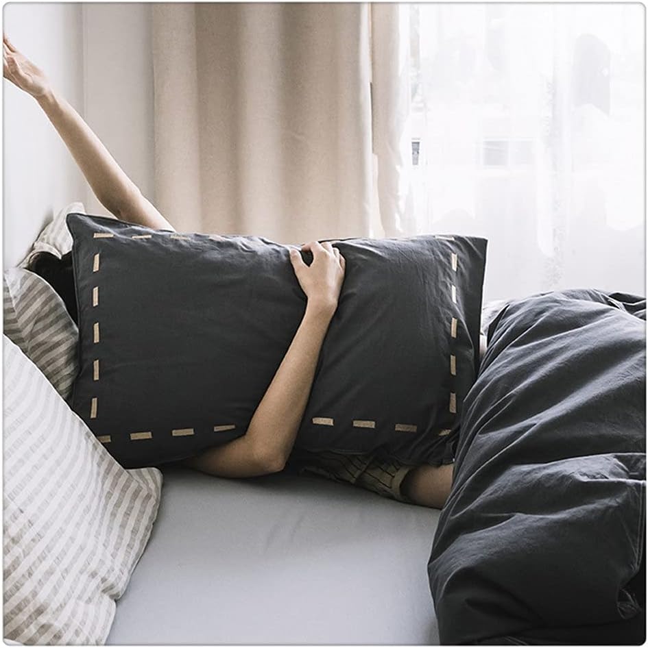 Nordic Solid Color Cotton Pillowcases Simple Bed Pillow Covers Home Decorative Sleep Pillow Case(Style H)