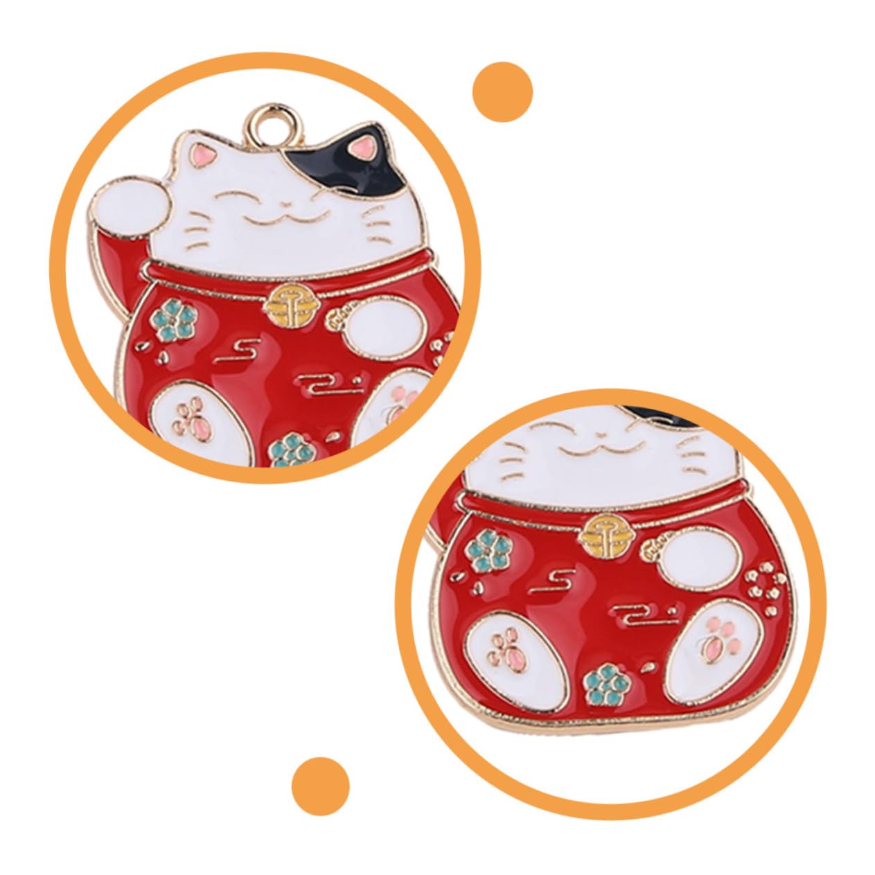 Lurrose Ciondolo Gatto Fortunato Mini Portachiavi Neko Rosso Lega