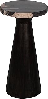 East at Main Indigo Road by Egypt Sherrod Kayu Petrified Wood Pedestal Side Table Black Accent Table, Drink Table, Plant Stand 12" Dia x 20" H Fully Assembled (Black)